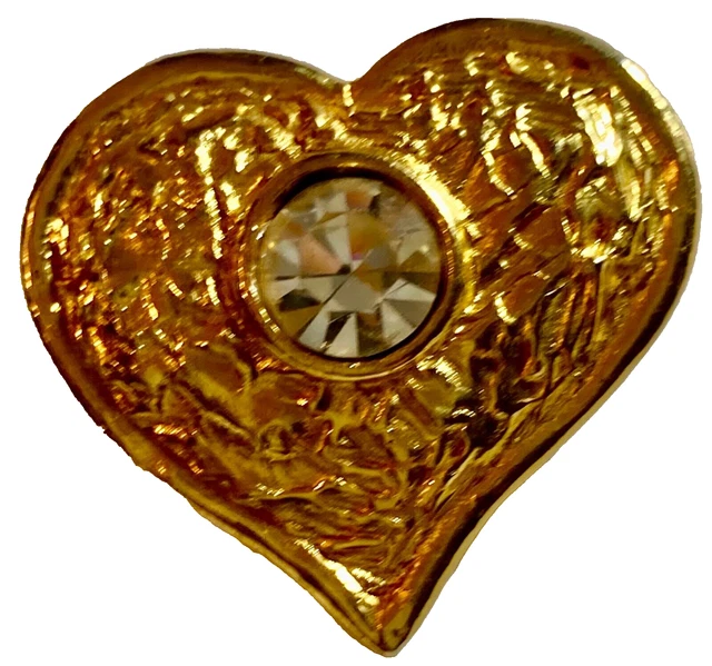 Broche Vintage Art Déco Années 1920 - Métal Doré Et Strass, Occasion