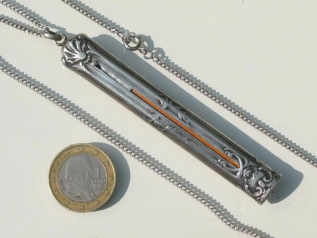 Collier Sautoir Argent 132 Cm Avec Broche - Style Années 1920, Vintage