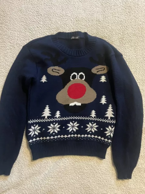 Boys Navy Rudolf Christmas Jumper - Age 11-12 Years