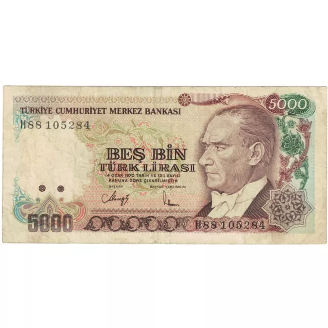 [#194267] Banknote, Turkey, 5000 Lira, 1990, KM:198, VF