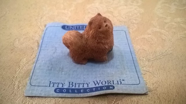 Pomeranian Dog Figurine Itty Bitty World Collection 1986 Resin 1" Miniature