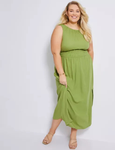 Plus Size - Womens Maxi Dress - Green - Summer Floral Linen Dresses | AUTOGRAPH