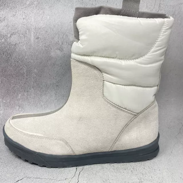 New Lands End Womens Winter Snow Commuter Boots Suede Pull On Beige Sz 11 M (B)