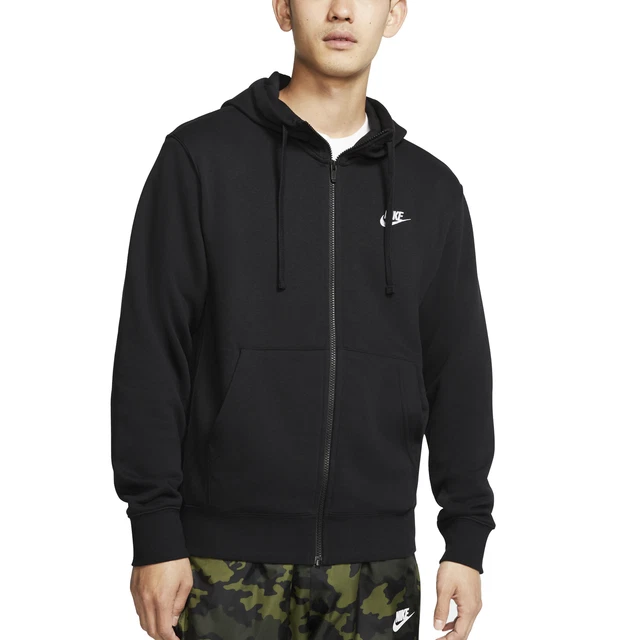 Nike Felpa da Uomo con Cappuccio e Zip Club Nera Taglia S Cod BV2648-010