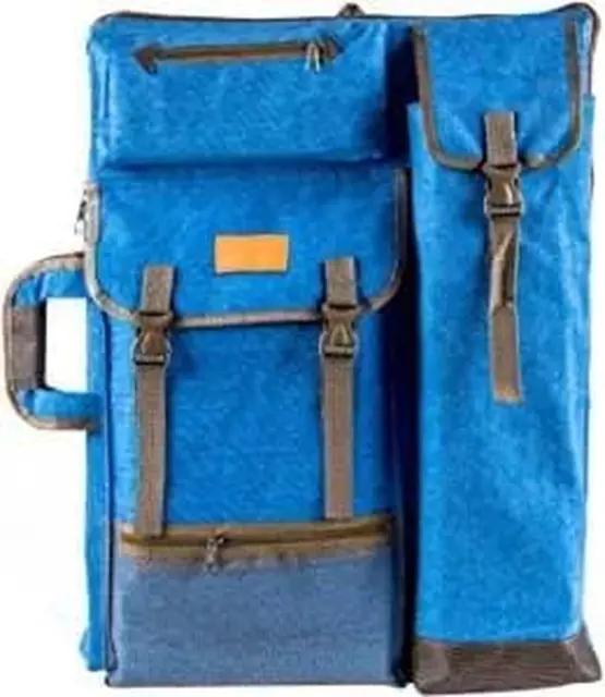 TRANSON Art Portfolio Case Artist Backpack Canvas Bag Large 26” X 19.5” Blue Col
