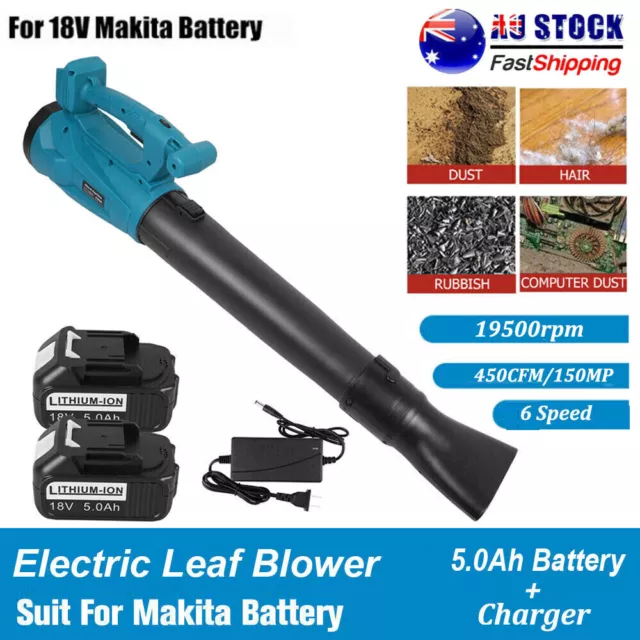 18V Air Leaf Blower Electric Cordless 6 Speed With 2 x Lithium Battery & Charger