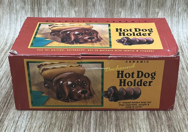 Vintage JSNY Ceramic Dachshund Weiner Dog ~ Hotdog/Taco Holder NEW in Box