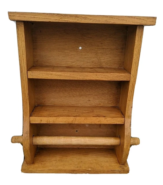 Paper towel spice rack combo in oak with light stain farmhouse decor, 19 5/8"h