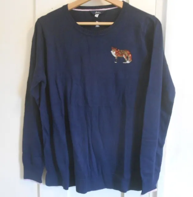 Joules Womens Miranda Knitted Intarsia Jumper Navy Fox UK8 10 12 18