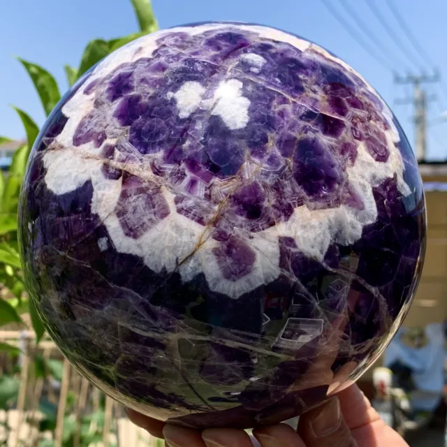 8.58LB Natural beautiful Dream Amethyst Quartz Crystal Sphere Ball Healing