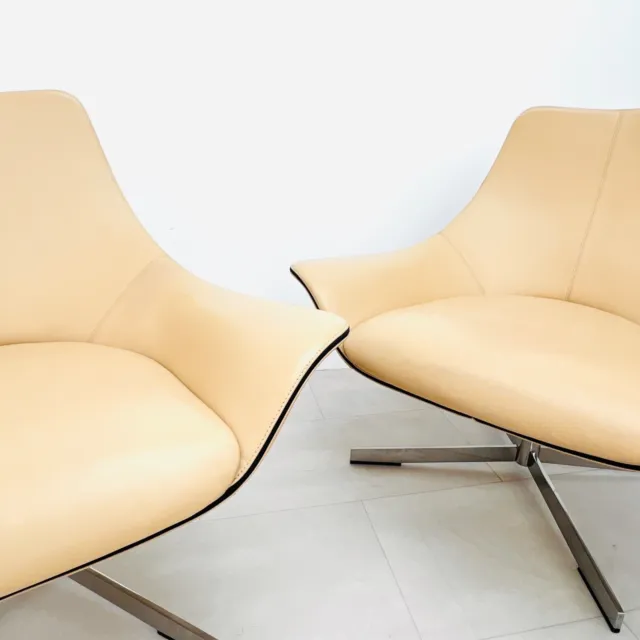 Pair Of Designer Swivel Lounge Chairs / Matteo Grassi / Italian