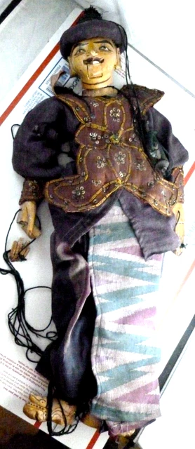 Antique 24" Ceramic Burmese Marionette String Puppet Myanmar Doll Glass Eyes