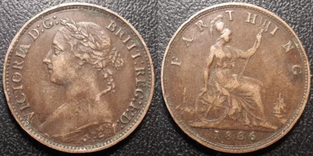 Royaume-Uni - Victoria - 1 farthing 1886 - KM#753