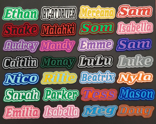 PERSONALISED EMBROIDERED NAME Patch Badge L1 Girls Boys Iron on or sew
