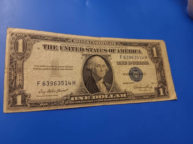 1935 Series E Blue Seal $1.00 One Dollar Silver Certificate Note Rare