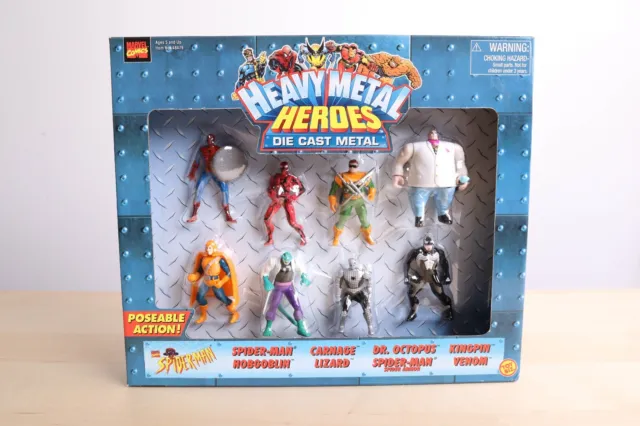 Marvel Heavy Metallic Heroes 8 Die Cast Metal Figures Toy Biz 1999