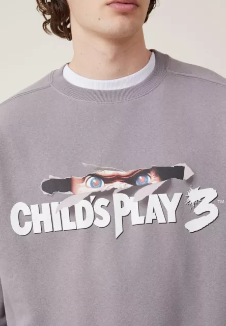 NWT XL Child's Play Chucky Oversized Premium Crewneck Sweat Top Brick - MSRP $45 3