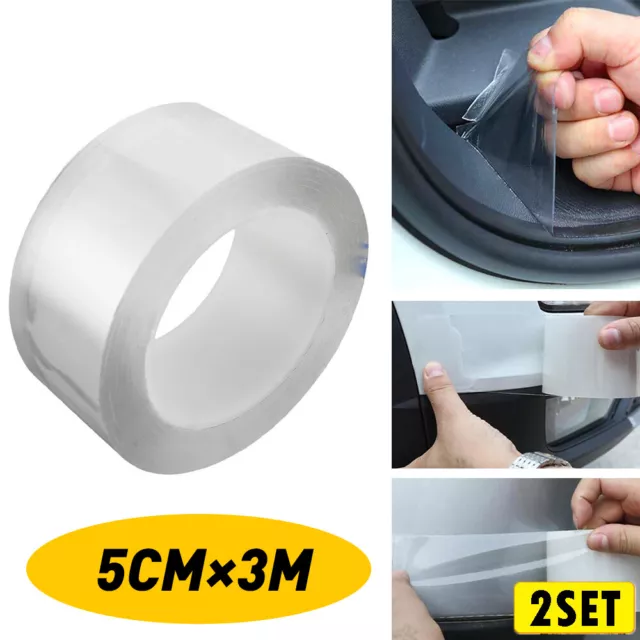 2x Car Plate Door Sill Scuff Protector Cover Sticker Body Anti-scratch Strip NEW