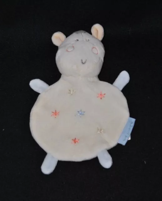 Peluche doudou ours beige plat ABSORBA étoiles brodées TTBE