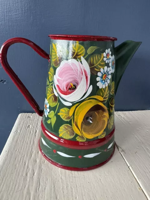 Narrowboat hand painted Canal Art  roses and castles Enamel Jug