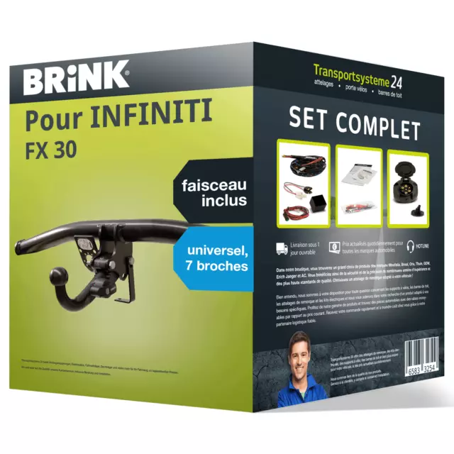 Attelage pour INFINITI FX 30 05.10- Amovible Brink + Faisceau uni 7 broches TOP