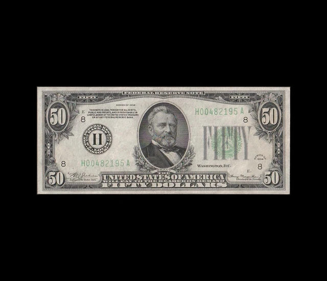 Beautiful 1934A $50 Federal Reserve Note Choice Unc