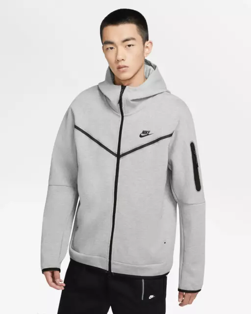 NEW NIKE TECH Fleece Black Full-Zip Sportswear Hoodie ✓ Mens Size