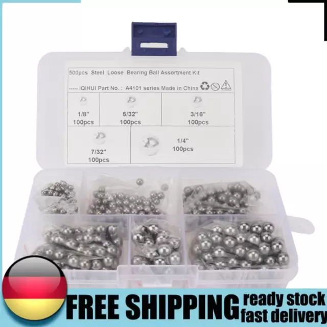 500pcs 5 Sizes Precision Steel Bearing Ball 1/8 5/32 3/16 7/32 1/4 G25 with Box