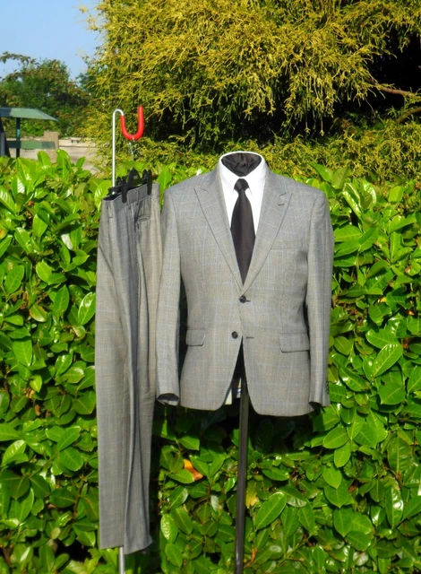 Mens Moss Bros. Prince Of Wales Check Suit Size 38" - Trouser 32" Waist 30" Leg