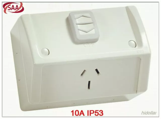 Weatherproof Power Socket Single Power Point Gpo 1 Gang 10A Switch Ip53 Saa