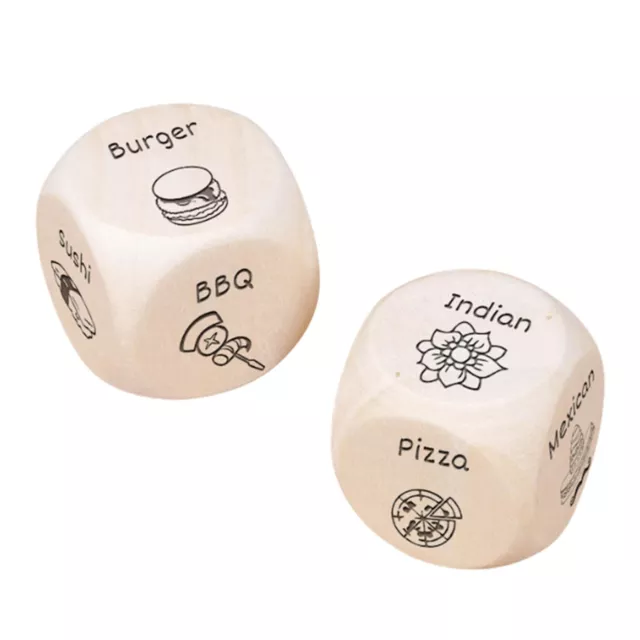 2 Pcs Funny Wooden Dice Game Decide Movie and Food Family Couple Food Decision