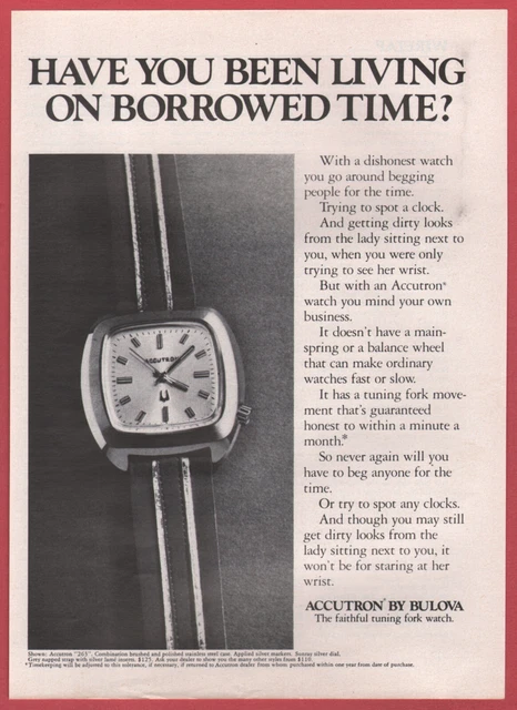 1972 Bulova Watch print ad Accutron 263 combination brushed & polished steel cas