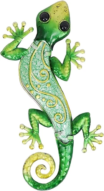 Comfy Hour Spring Is Here Collection 9" Green Metal Art Gecko Wall Décor, Lizard