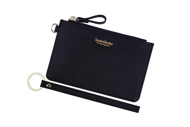 Women Slim RFID Card Case Holder Wristlet Zip ID Case Wallet Small ...