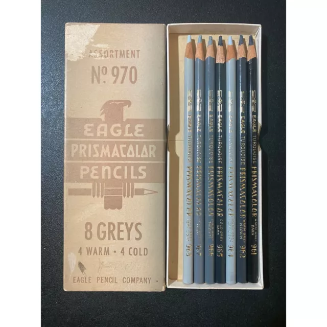 VTG 970 Eagle Pencil Co New York 8 Greys 4 Warm 4 Cold Prismacolor *ONE MISSING