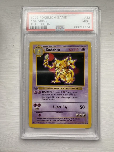 Pokemon Base Set Kadabra 1st Edition Shadowless 32/102 - MINT PSA 9 WOTC
