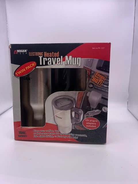 Wagan EL6100 12V Stainless Steel 16 oz Heated Travel Mug with Anti-Spill Lid