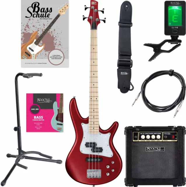 Roter SR Mezzo 4-Saiter E-Bass von Ibanez im Set mit Amp, Schule, Tuner u.v.m.