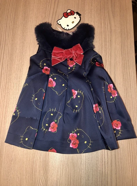 Original Marines abito neonata Hello Kitty blu+Pelliccia e 🎀 Rosso 3/6 mesi NEW