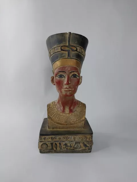 UNIQUE ANTIQUE ANCIENT EGYPTIAN Statue Queen Nefertiti Royal Crown Heavy Stone