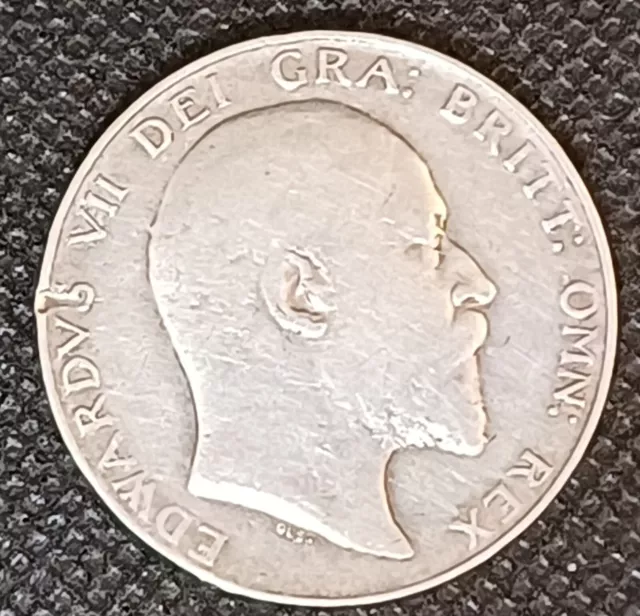 1902 King Edward VII .925 Silver Half Crown With Punch Mark