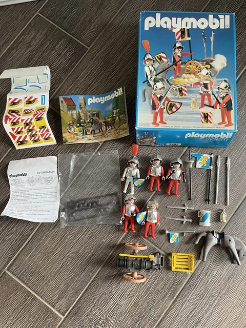 Lot Playmobil Vintage Médiéval - Chevaliers, Soldats, Capitaine, Chariot - Set 3653 De 1993
