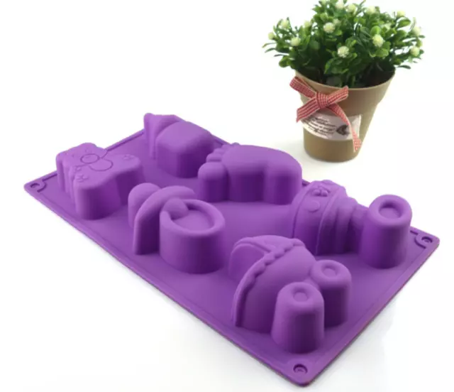 6 Styles Baby Shower Pram Teddy Pacifier Baking Cooking Silicone Mould Mold