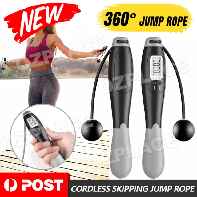 Digital Wireless Cordless Skipping Jump Rope Gym Fitness With Calorie Counter