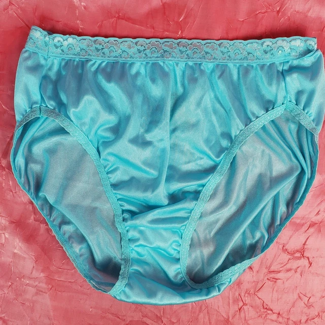 VTG SHEER PANTIES Shiny Silky Nylon Gusset w Lace 7L Sissy Sexy Granny