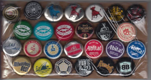 26 dented beer bottle crown caps USA KONO, Abita & more!!