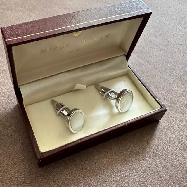 Boxed Pair Of Gents Michel Rouen Couture Mother Of Pearl Cufflinks Germany