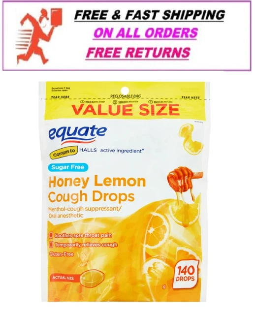 EQUATE SUGAR FREE Honey Lemon Cough Drops, 140 Count 5.78 PicClick