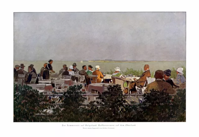 Cafe on Heligoland XL 1925 art print by Arthur Leissner Germany Island +