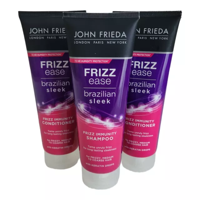 John Frieda Frizz Ease Brazilian Sleek 1x Shampoo & 2x Conditioner 250ml *NEW*